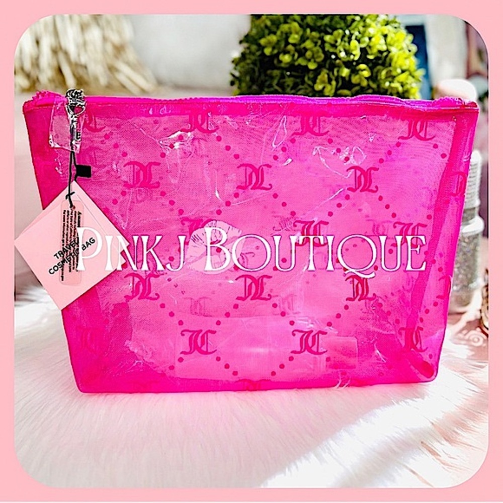 💗💄{Juicy Couture} Beautiful Fuchsia Transparent Signature Wedge Bag | Case!